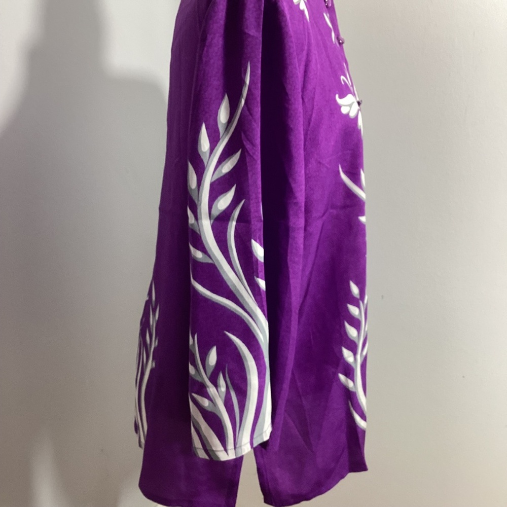 BOB MACKIE WEARABLE ART SIZE L 100% SILK PURPLE BLOUSE BUTTERFLY - Picture 8 of 11